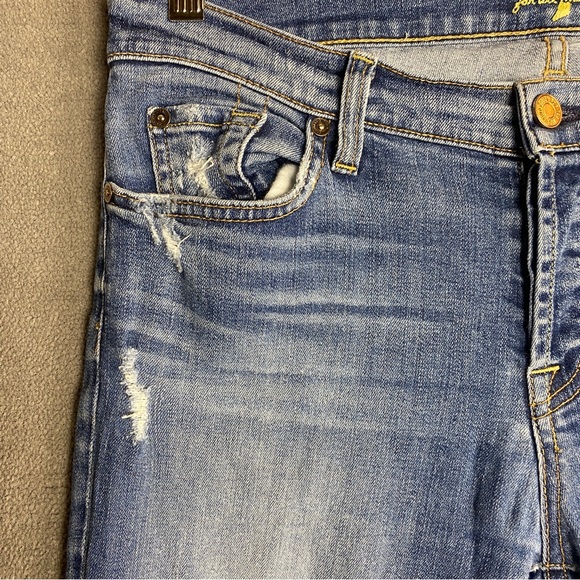 7 For All Mankind Josefina Skinny Boyfriend Jeans Size 30  Blue Distressed - Picture 3 of 10